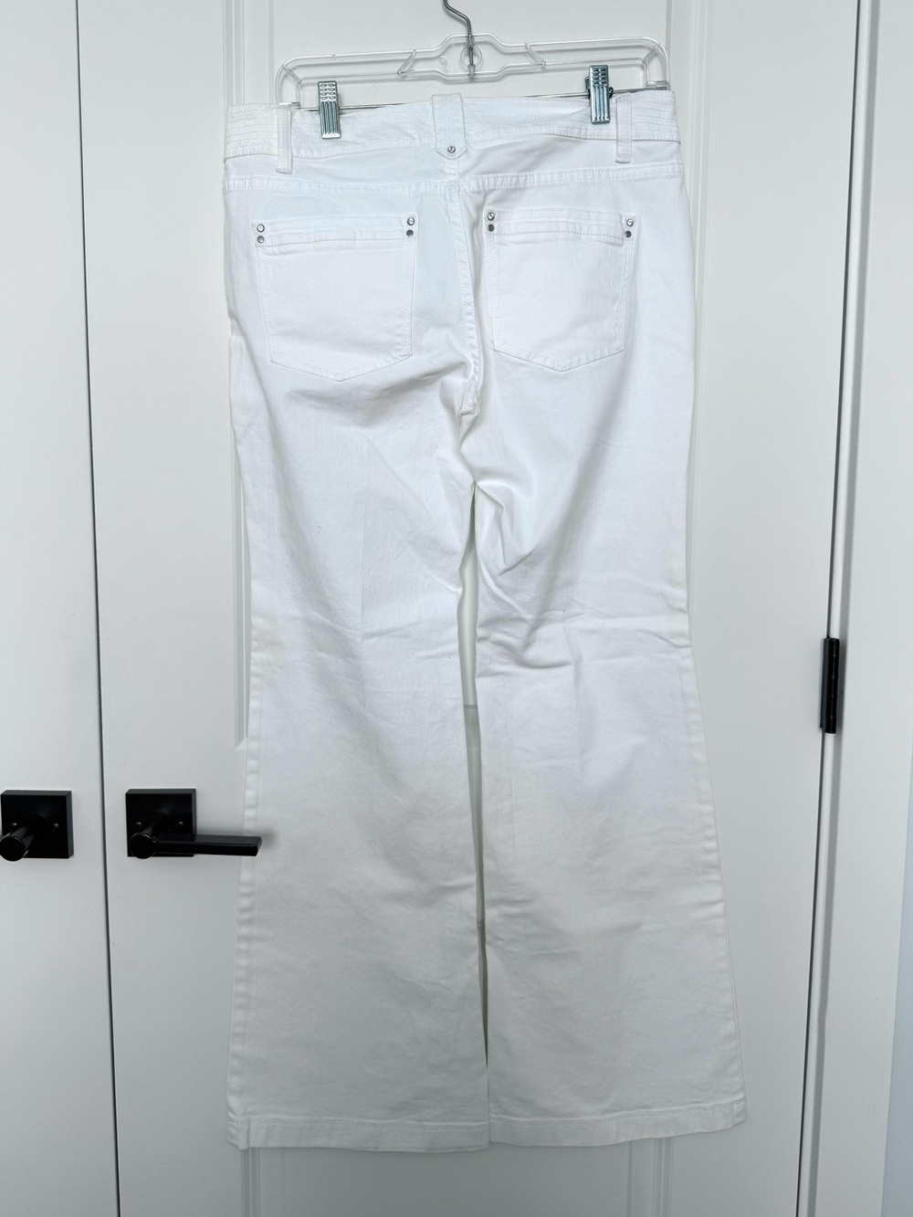 WHBM White Flare Jeans Rhinestone Rivets - Picture 8 of 9